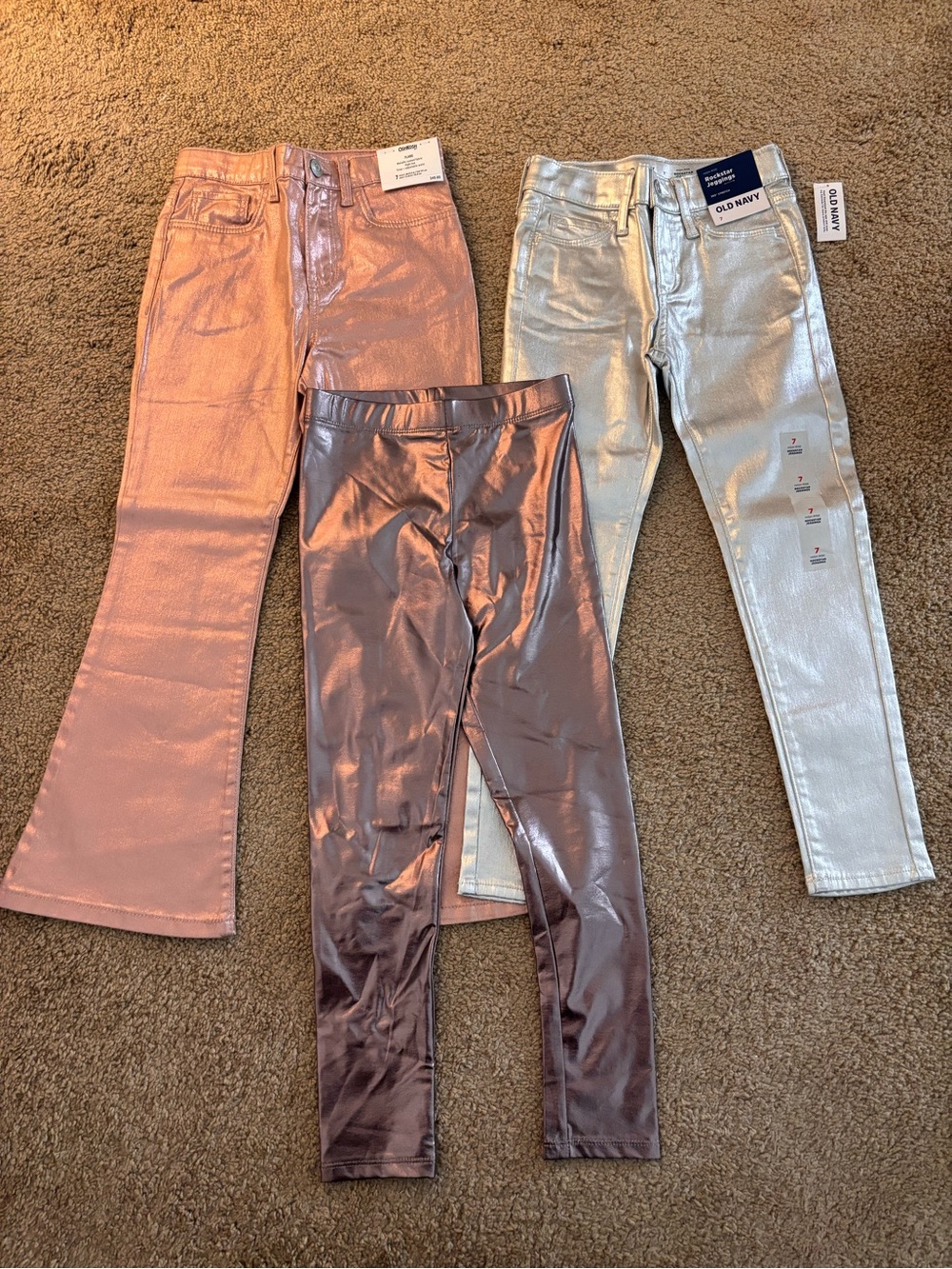 Back to school Metallic Kids Pants - Rose, Silver, Bronze